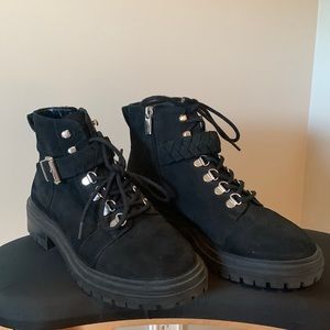 Vince Camuto black suede lug boot 7